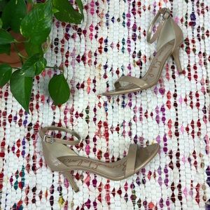 Sam Edelman Tan Patent Leather Ankle Strap Heel